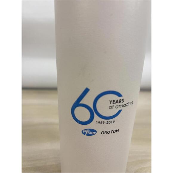 Pfizer 60 Years of Amazing White Aluminum Waterbottle - Picture 2 of 7